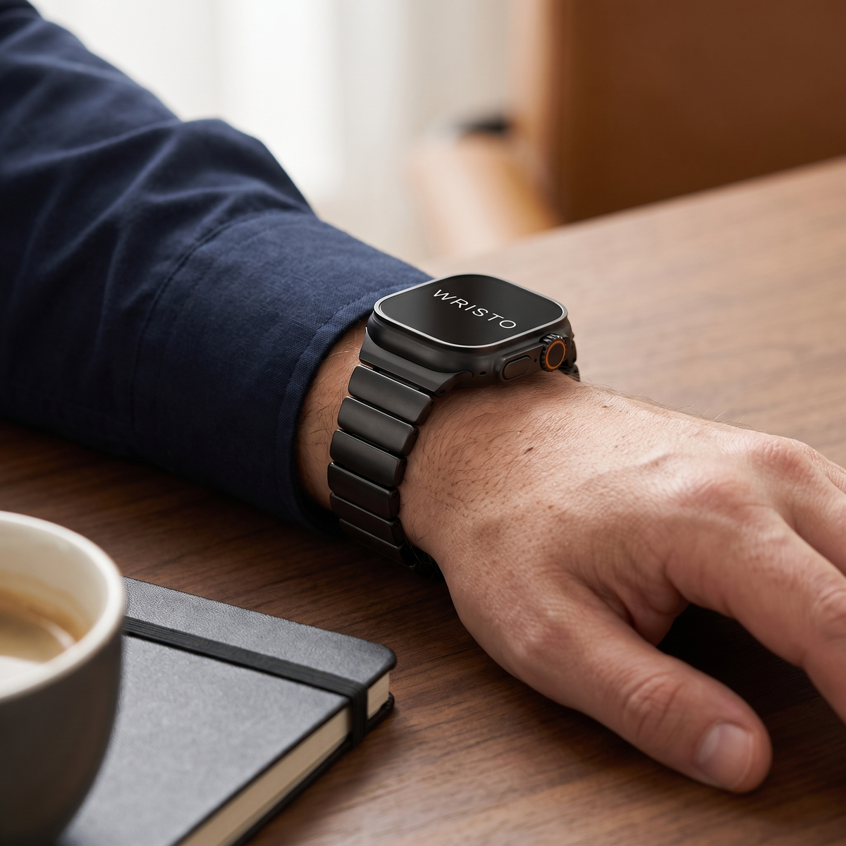 Wristo Apex Apple Watch band worn on the wrist